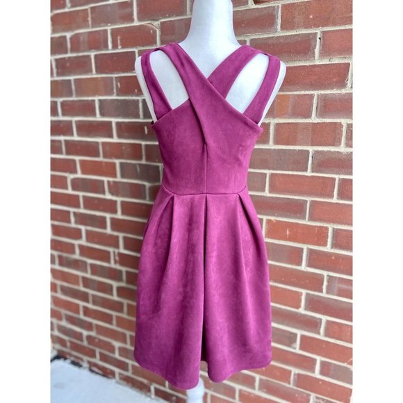 Modcloth Faux Suede Plum Mini Dress - Picture 3 of 9